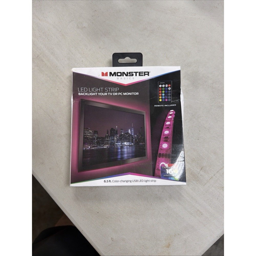 Monster Basics LED TV Monitor Back Light Strip‎ 6.5ft Color Changing w/ Remote